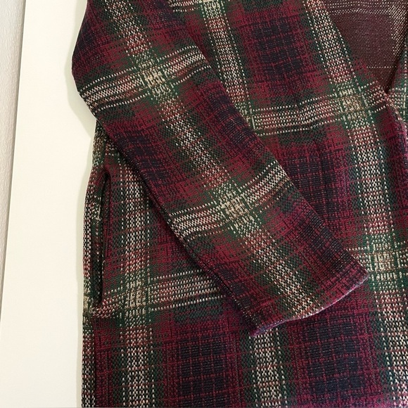 UNIF Nevermind Duster Oversized Tartan Plaid Cardigan Jacket Burgundy Small - Picture 13 of 16